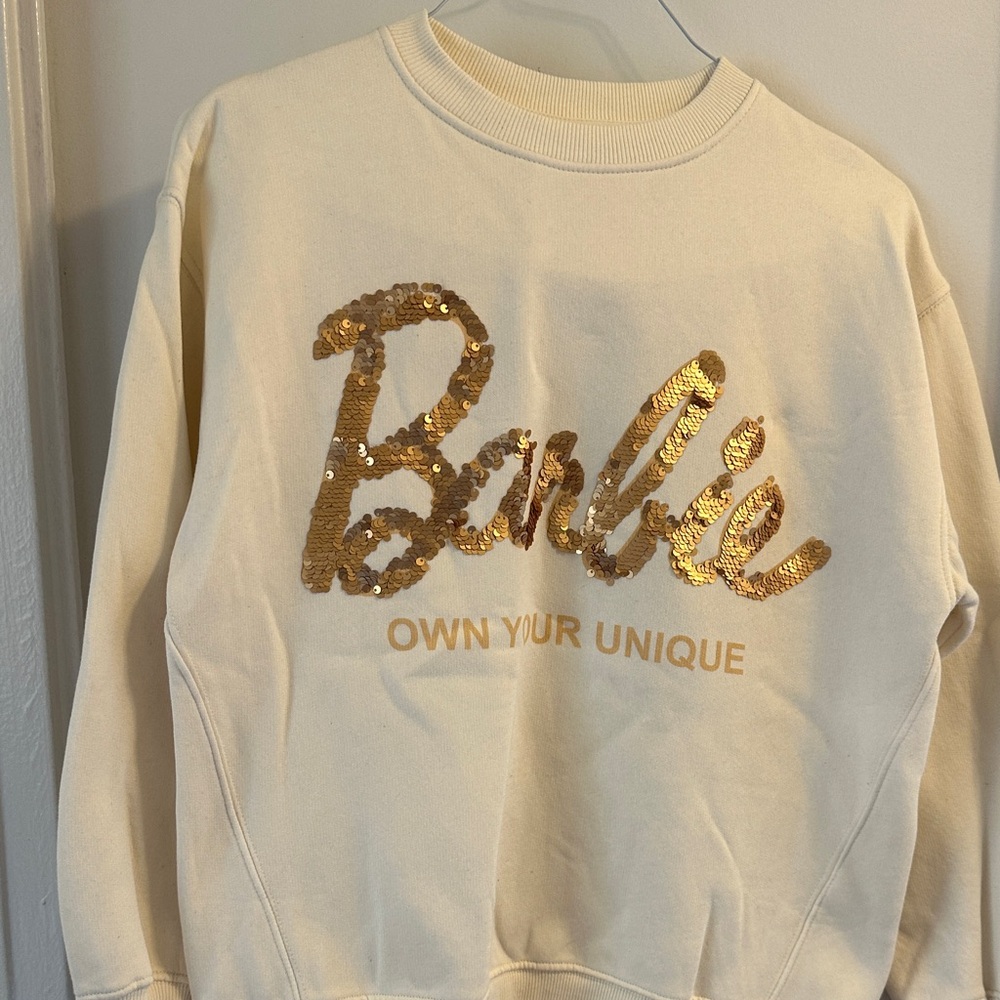 Zara Cream Sweatshirt with Gold Sequins - Girl’s 13/14